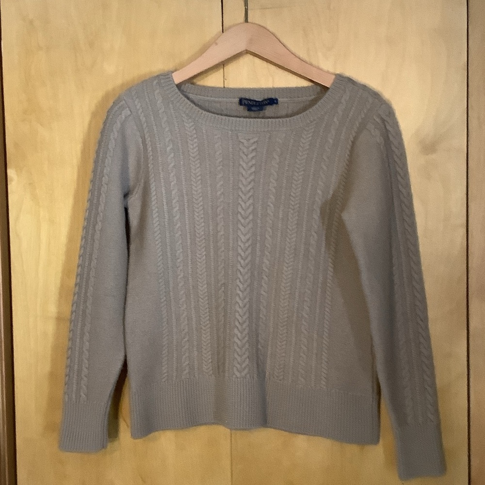 Pendleton Beige Cable Knit Scoop Neck Sweater
